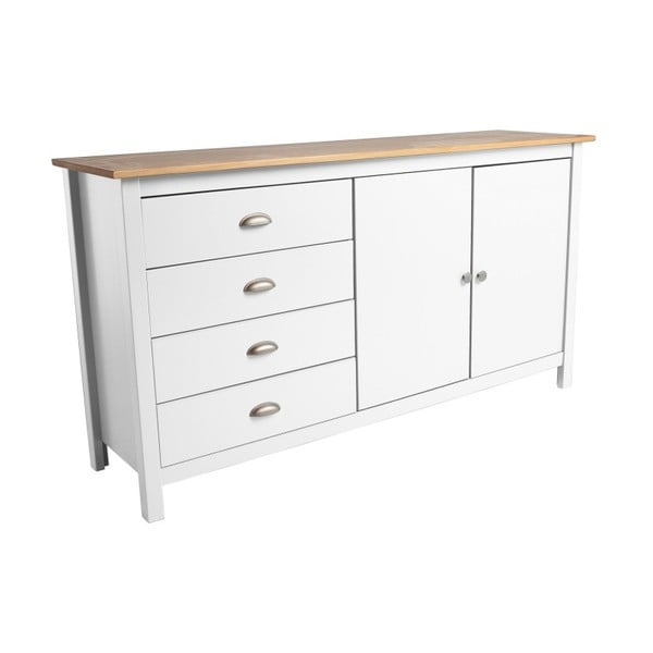Bílá komoda z masivního borovicového dřeva se 4 zásuvkami Marckeric Jade, délka 150 cm-image-2