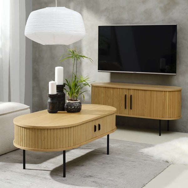 Konferenční stolek v dekoru dubu v přírodní barvě 60x120 cm Nola – Unique Furniture-image-1