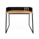 Černý pracovní stůl s detaily v dekoru dubového dřeva TemaHome Volga