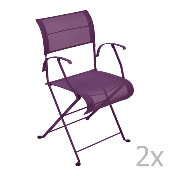 Sada 2 fialových skládacích židlí s područkami Fermob Dune