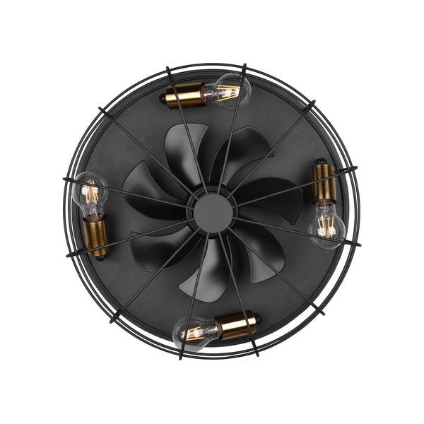 Matně černé stropní svítidlo na dálkové ovládání/s ventilátorem Trondheim – Trio-image-3