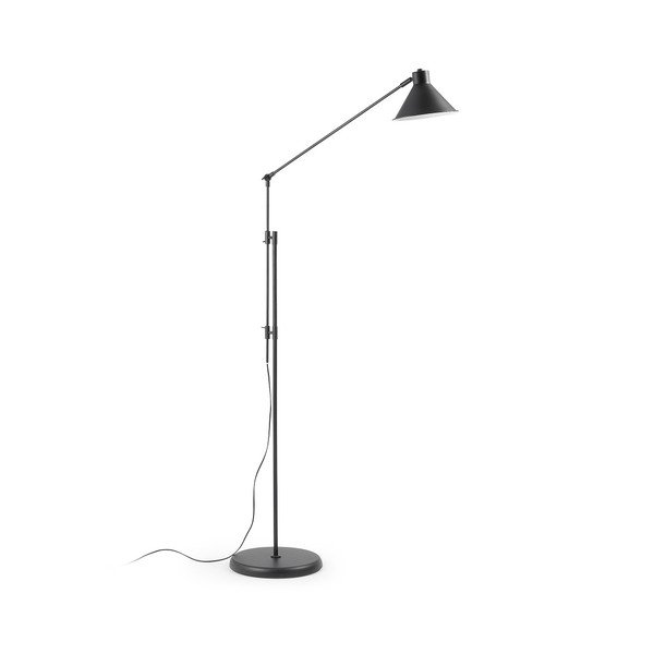 Černá stojací lampa s kovovým stínidlem (výška 220 cm) Dione – Kave Home