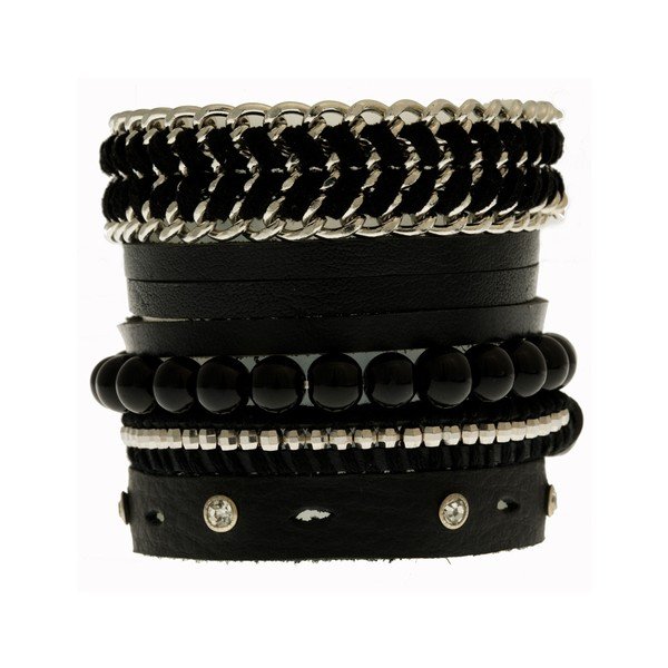 Kožený náramek Black Stack