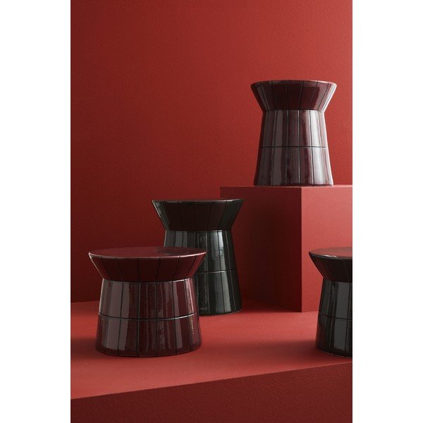 Vínový keramický kulatý konferenční stolek ø 38 cm Abbes – Bizzotto-image-3