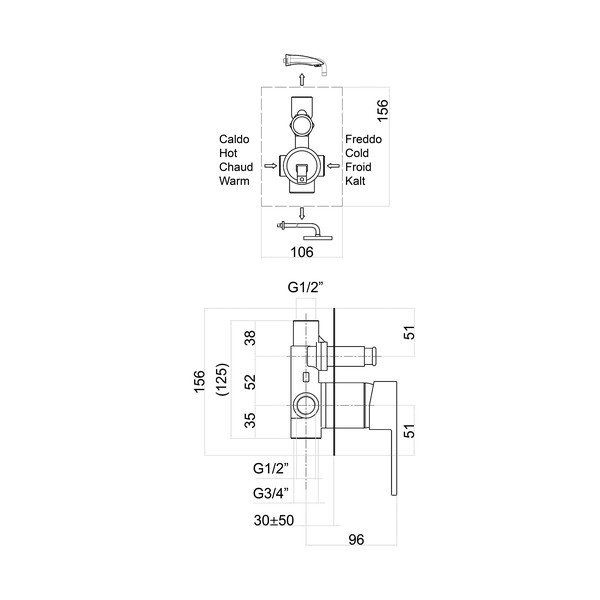 Matně černá podomítková sprchová baterie (2 výstupy) Latus – Sapho-image-1