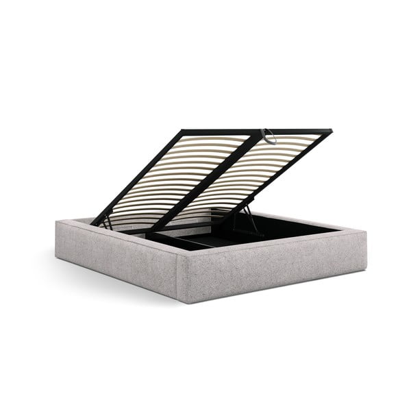 Béžová čalouněná dvoulůžková postel s úložným prostorem s roštem 160x200 cm Simon Olivia – Micadoni -image-4