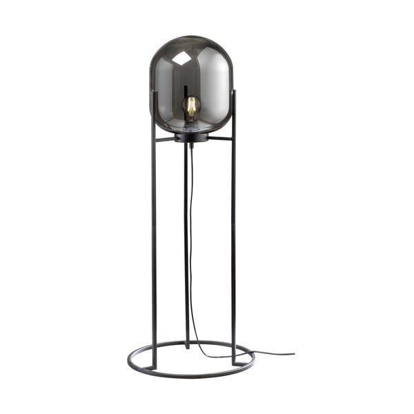 Černá stojací lampa se skleněným stínidlem (výška 97 cm) Regi – Fischer & Honsel