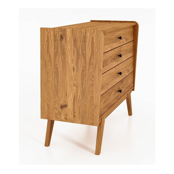 Nízká komoda z dubového dřeva 100x90 cm Retro - The Beds-image-3