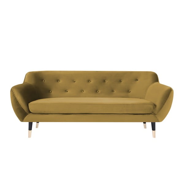 Hořčicově žlutá pohovka s černými nohami Mazzini Sofas Amelie, 188 cm
