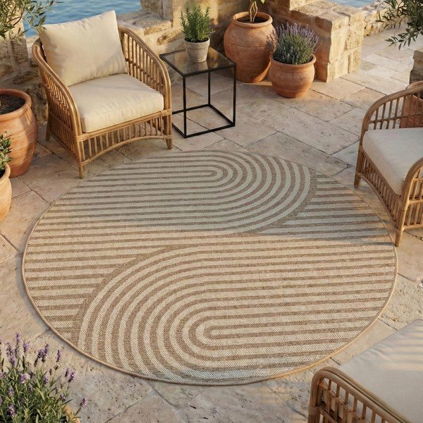 Béžový kulatý vnitřní a venkovní koberec ø 80 cm Desert 1301 – Ayyildiz Carpets-image-1