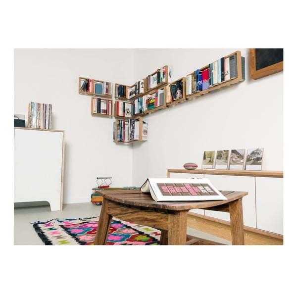 Knižní police z dubového dřeva das kleine b b4, výška 25 cm-image-3