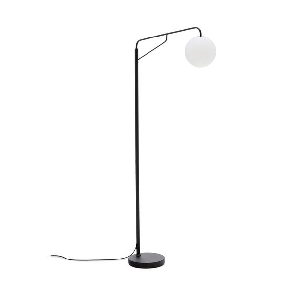 Bílá/černá stojací lampa se skleněným stínidlem (výška 164 cm) Eilo – Kave Home