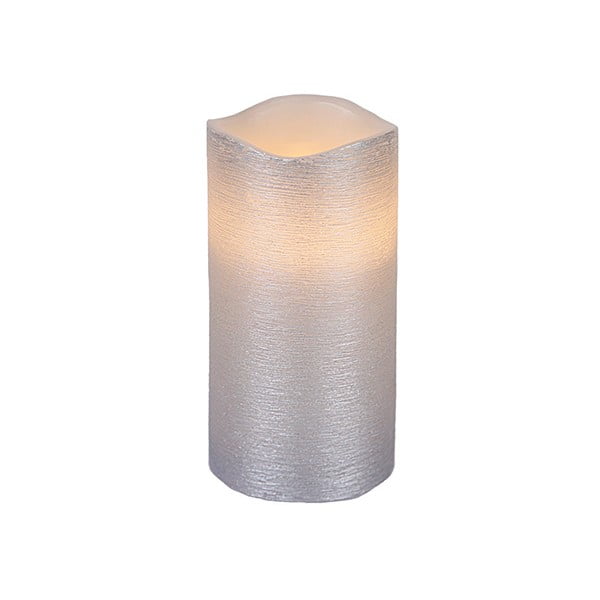 Stříbrná LED svíčka Gina, výška 15 cm
