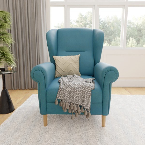 Tyrkysové křeslo ušák Swan – Ropez-image-1