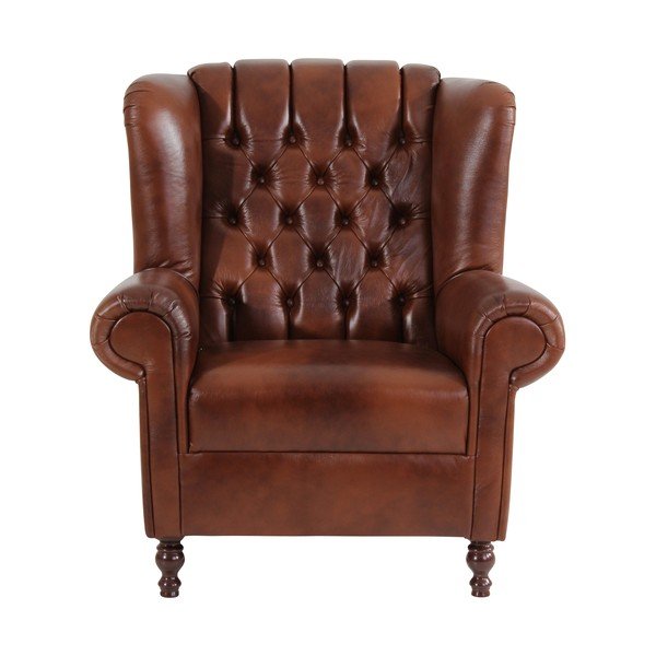 Hnědé kožené křeslo Max Winzer Vary-image-1