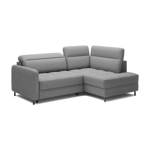 Šedá sametová rozkládací/s úložným prostorem rohová pohovka (pravý roh/do L) Barea – ELTAP-image-2