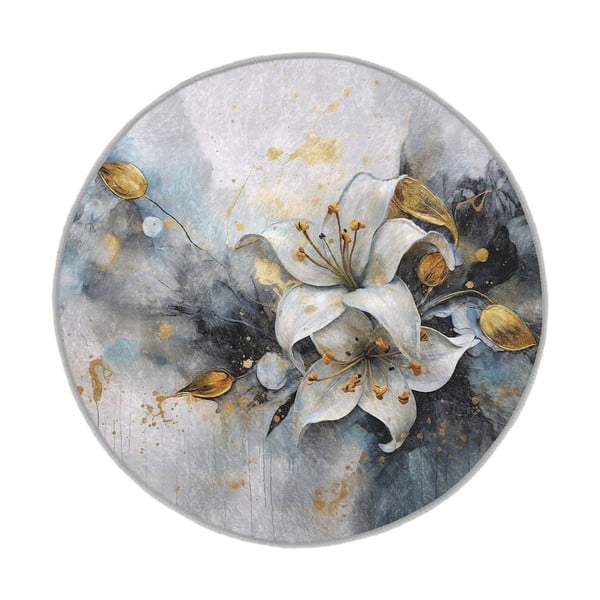 Modro-šedý pratelný kulatý koberec ø 120 cm Golden Lilly – Mila Home