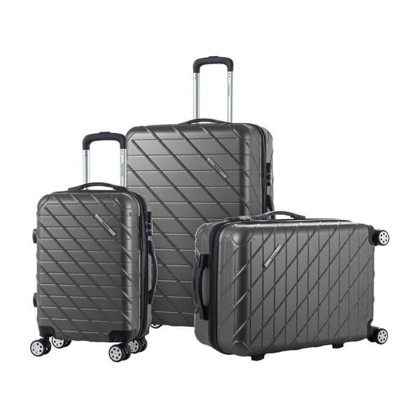 Sada 3 černých cestovních kufrů na kolečkách Murano Americano