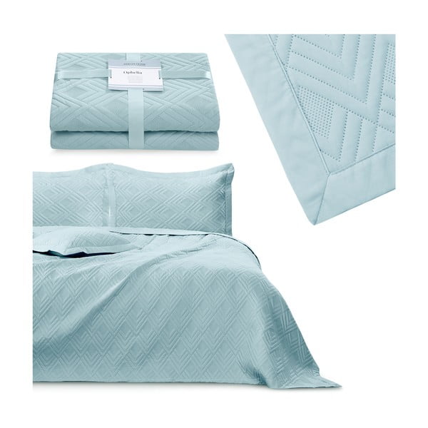 Světle modrý prošívaný přehoz z mikrovlákna 220x240 cm Ophelia – Restilo-image-4