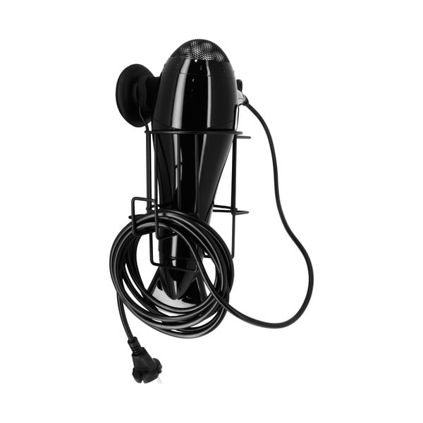 Černý nástěnný držák na fén Compactor Bestlock-image-1