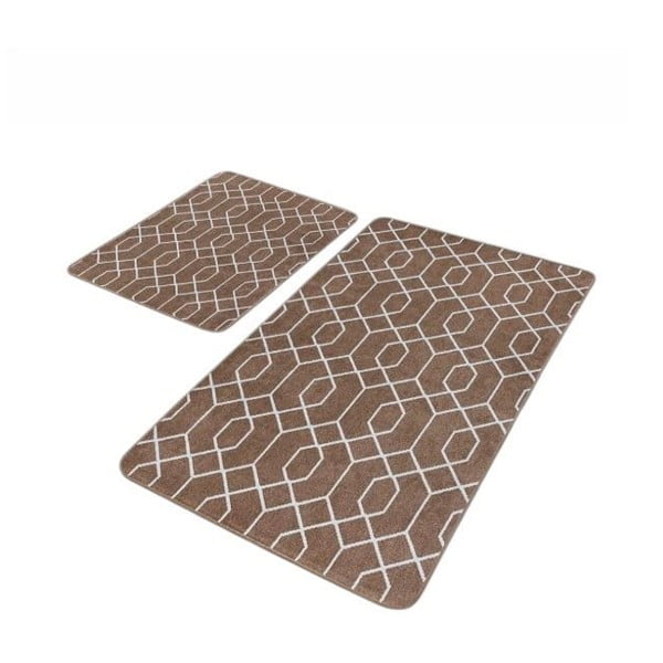 Hnědé sametové koupelnové předložky v sadě 2 ks 60x100 cm – Mila Home