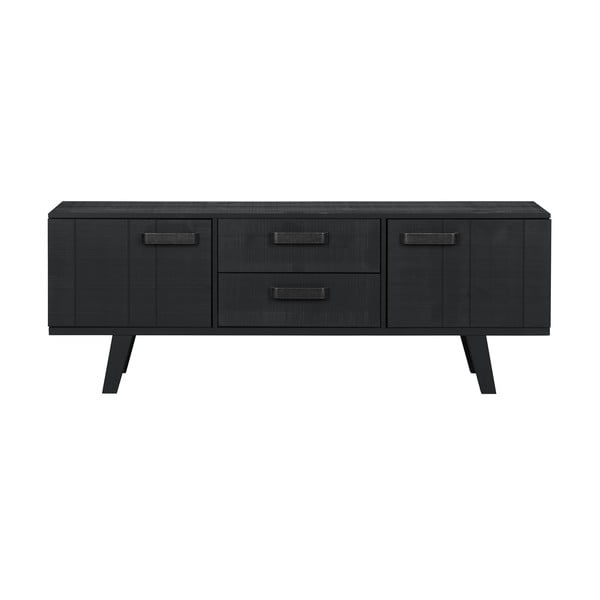 Černý TV stolek z borovicového dřeva 150x55 cm Watch – De Eekhoorn