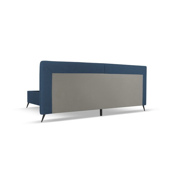 Tmavě modrá čalouněná dvoulůžková postel s úložným prostorem a roštem 160x200 cm Walter – Milo Casa-image-3