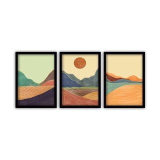 Sada 3 obrazů v černém rámu Vavien Artwork Sunrise, 35 x 45 cm