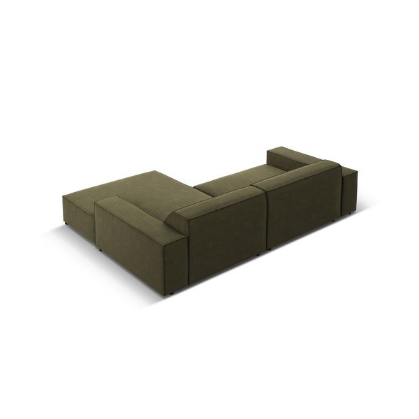Khaki sametová modulární rohová pohovka (pravý roh/s lenoškou) Jodie – Micadoni -image-1