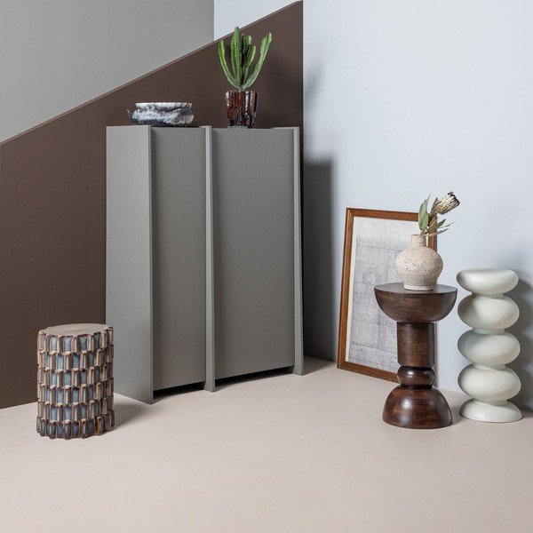 Šedá skříňka v dekoru jasanu 102x140x44 cm Brock – WOOOD-image-1