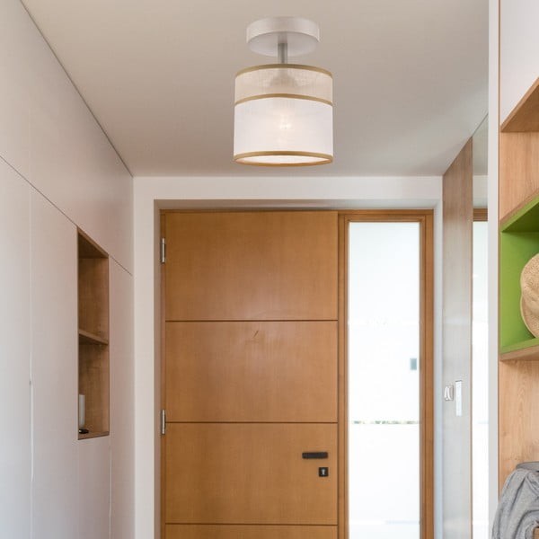 Světle hnědé stropní svítidlo s textilním stínidlem ø 16 cm Andrea – LAMKUR-image-2