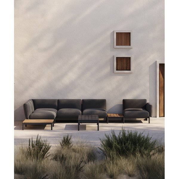 Tmavě šedá čalouněná zahradní pohovka (levý roh) Sorells – Kave Home-image-1