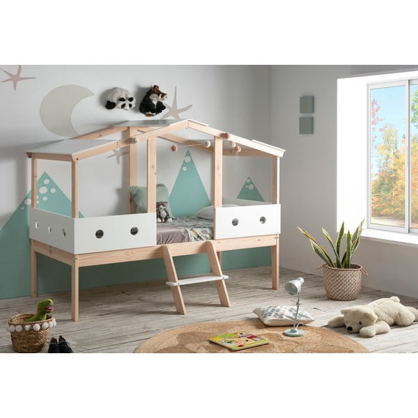 Bílá vyvýšená dětská postel Marckeric Compte, 90 x 190 cm-image-1