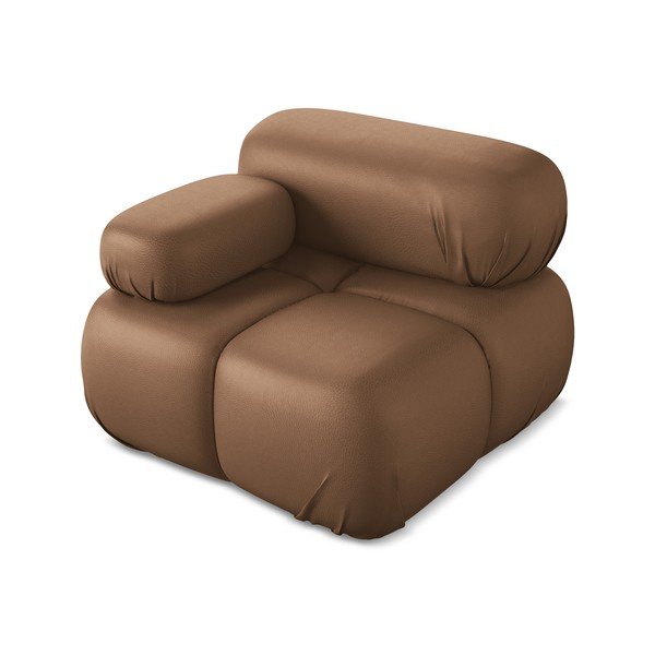 Hnědý modul pohovky z imitace kůže (levý roh) Lokua – Makamii-image-1