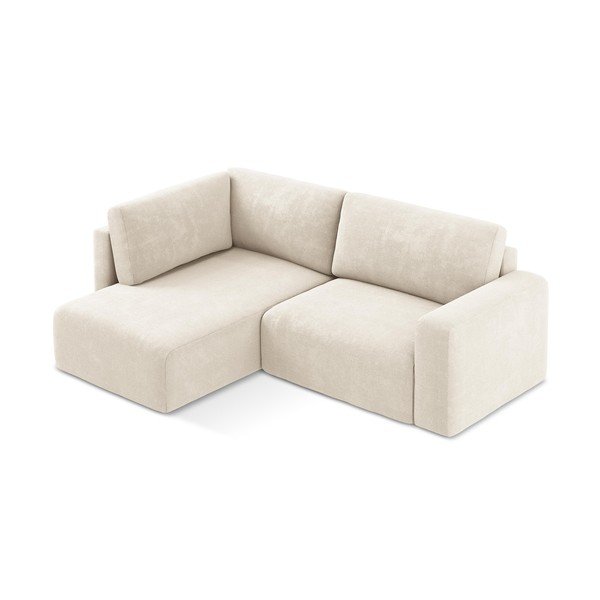 Krémová žinylková rozkládací/s úložným prostorem rohová pohovka (levý roh/do L) Kona – Makamii-image-3