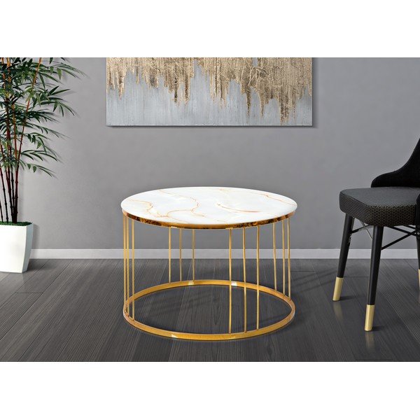 Konferenční stolek ve zlaté barvě Mauro Ferretti Simple Paris, ⌀ 70 cm-image-1