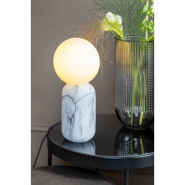 Bílá stolní lampa v mramorovém dekoru Leitmotiv Gala, výška 32 cm-image-1