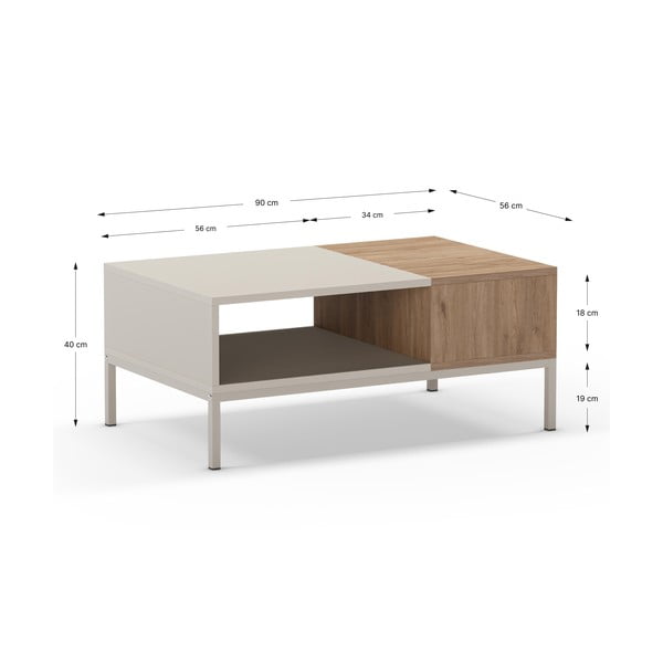 Krémový konferenční stolek 56x90 cm Cailin – Marckeric-image-4