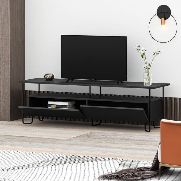 Černý TV stolek 150x45 cm Dilly – Marckeric-image-4