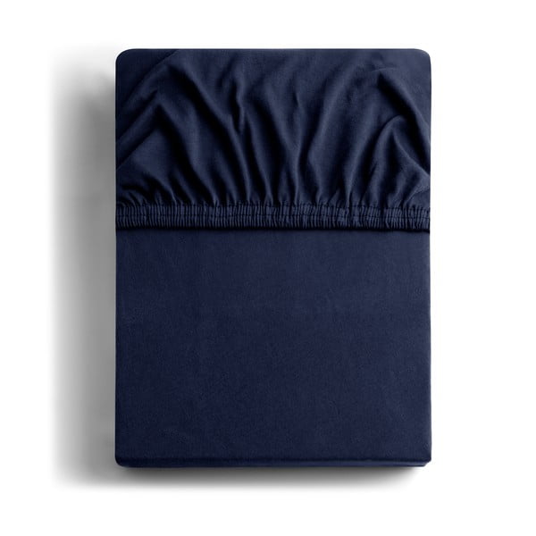 Tmavě modré napínací prostěradlo jersey 240x220 cm Amber – DecoKing