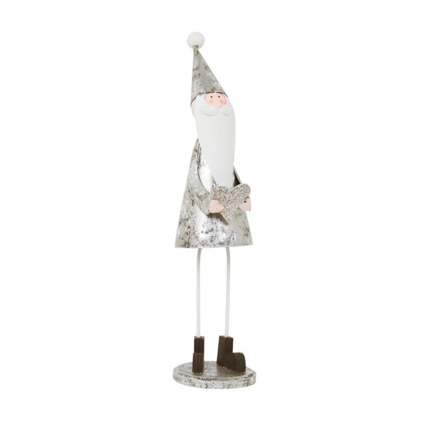 Dekorace Archipelago Silver Santa With Glitter Heart, 21,5 cm
