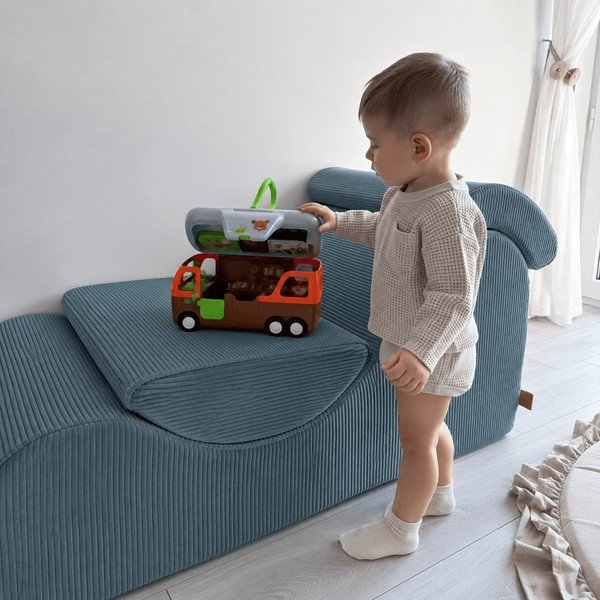 Tyrkysové manšestrové dětské křesílko Wave – Meowbaby-image-1