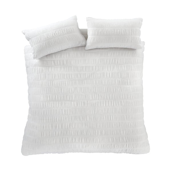 Bílé povlečení na dvoulůžko 200x200 cm Seersucker - Catherine Lansfield