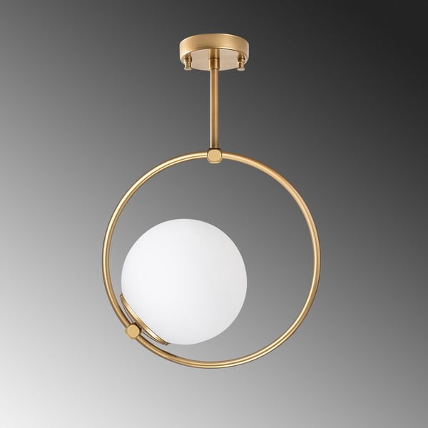 Bílé/v mosazné barvě stropní svítidlo se skleněným stínidlem 39x26 cm Dolunay – Opviq lights-image-4