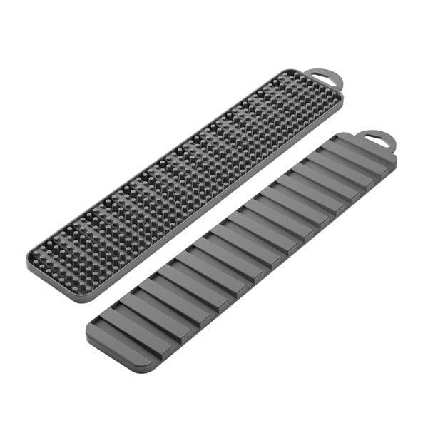 Šedá plastová odkapávací podložka na nádobí 42x8 cm Gravity – Metaltex