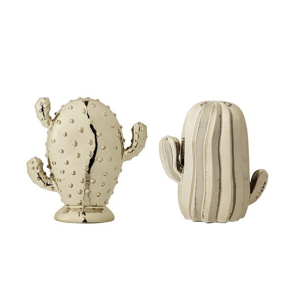 Sada 2 dekorativních sošek ve zlaté barvě Bloomingville Cactus