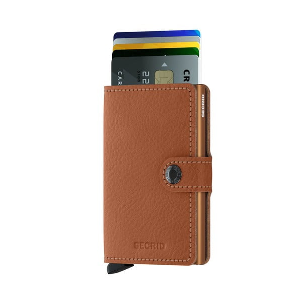 Karamelově hnědá kožená peněženka s pouzdrem na karty Secrid Clip