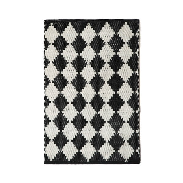 Černobílý koberec TJ Serra Diamond, 60 x 90 cm