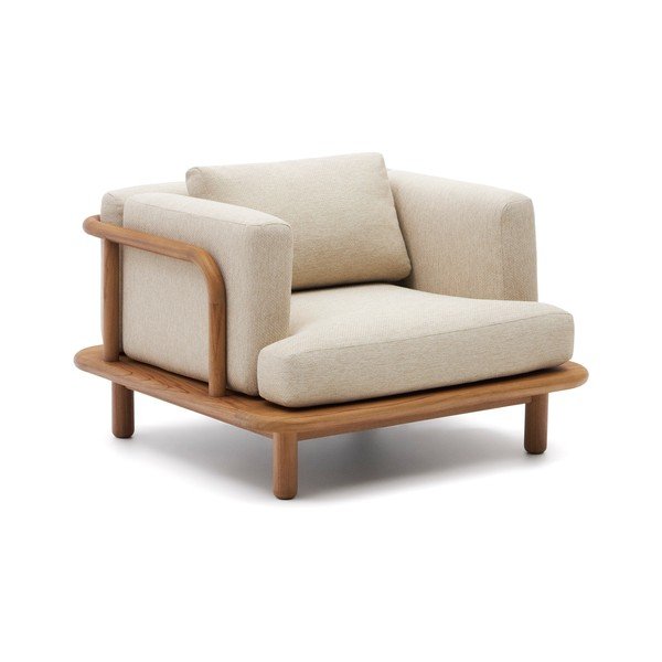 Dřevěné zahradní křeslo v béžové a přírodní barvě Turqueta – Kave Home