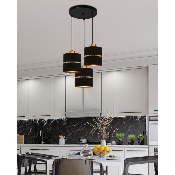 Černé závěsné svítidlo s textilním stínidlem ø 15 cm Assam – Candellux Lighting-image-1